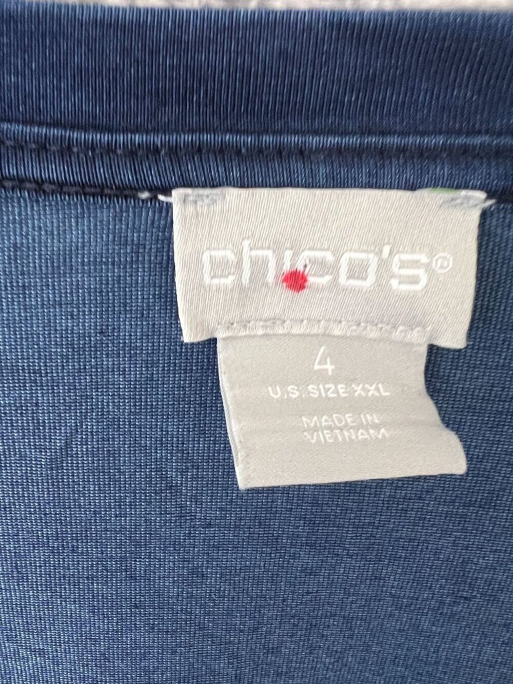 Chico's V Neck Smocked Sleeve Tee Blue Riviera Size 4 (XXL) NWT - Picture 6 of 7